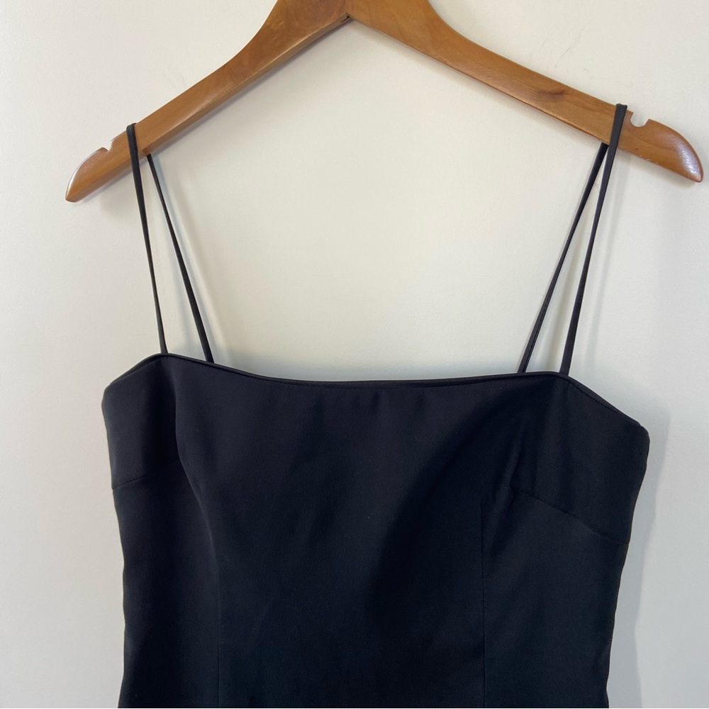 Vintage Laundry by Shelli Segal Y2K Black Spaghetti Strap Ruffle Hem Dress 6 LBD - Picture 3 of 8